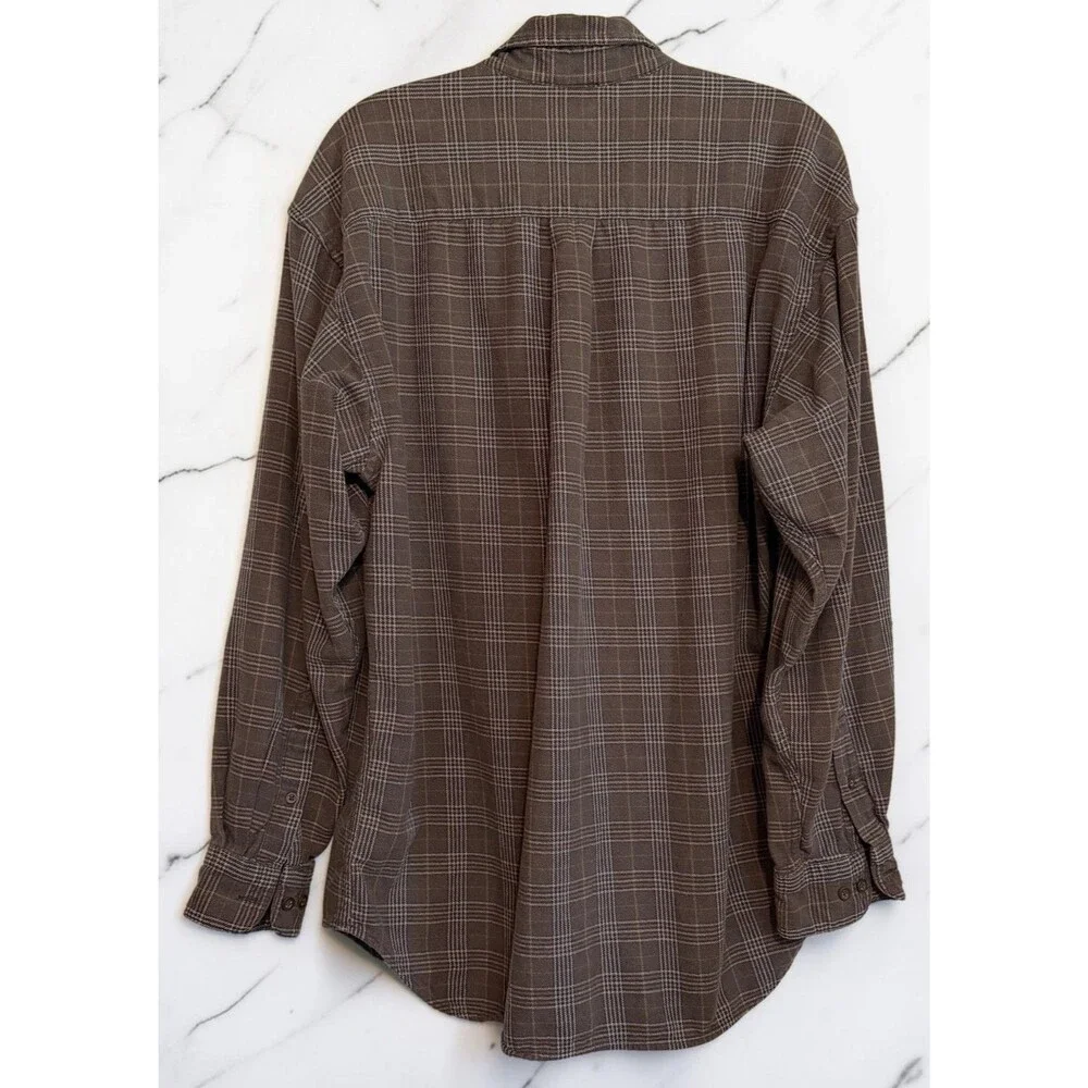 Vintage Banana Republic Flannel Shirt Men's Size Medium Gray Plaid